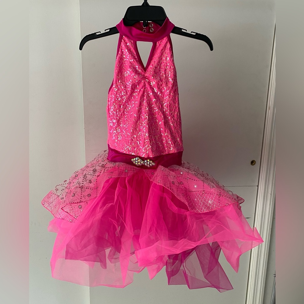 Weissman Princess Hot Pink Tonal Tutu with Cutaway Top Skirt Dance Costume